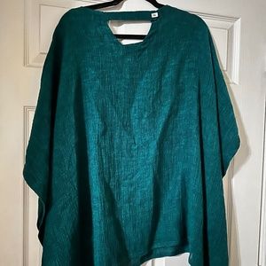 Women IC by Connie K Sea Green Boat Neck Poncho Langelook Top Sz Large